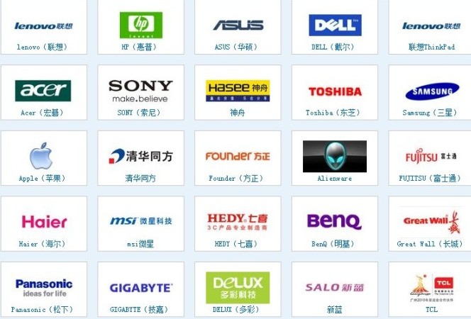 品牌logo里有a的是宏碁或华硕,关于一些笔记本电脑品牌logo,参看下图